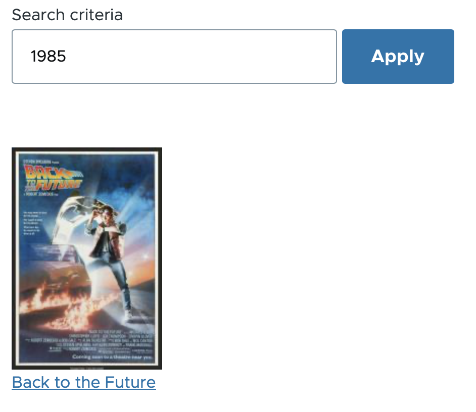 Screenshot of a search for "1985".