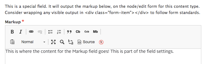 Editing a Markup field.