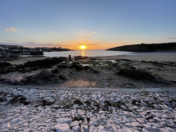 Beach in Cemaes, Wales at sunset.