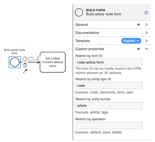 Screenshot of Build Form component configuration.