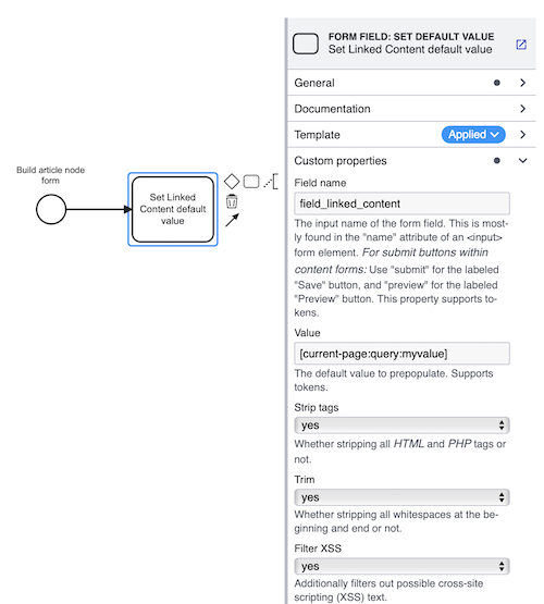 Screenshot of form field configuration.