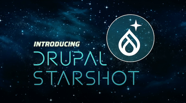 Presentation slide introducing Drupal Starshot.